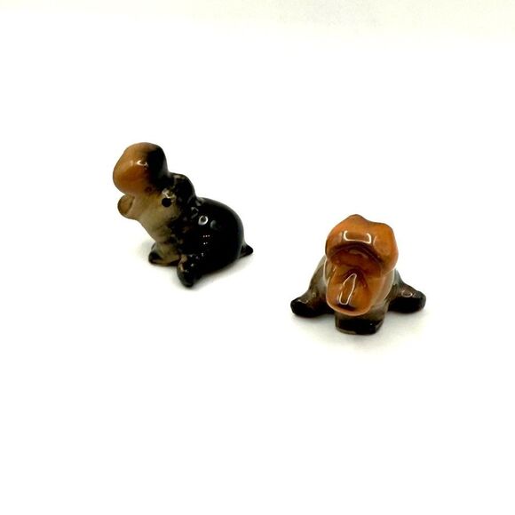 Retired Hagen Renaker Roaring Hippo Tiny Miniature Adorable Hippopotamus 2 Piece - Picture 2 of 7
